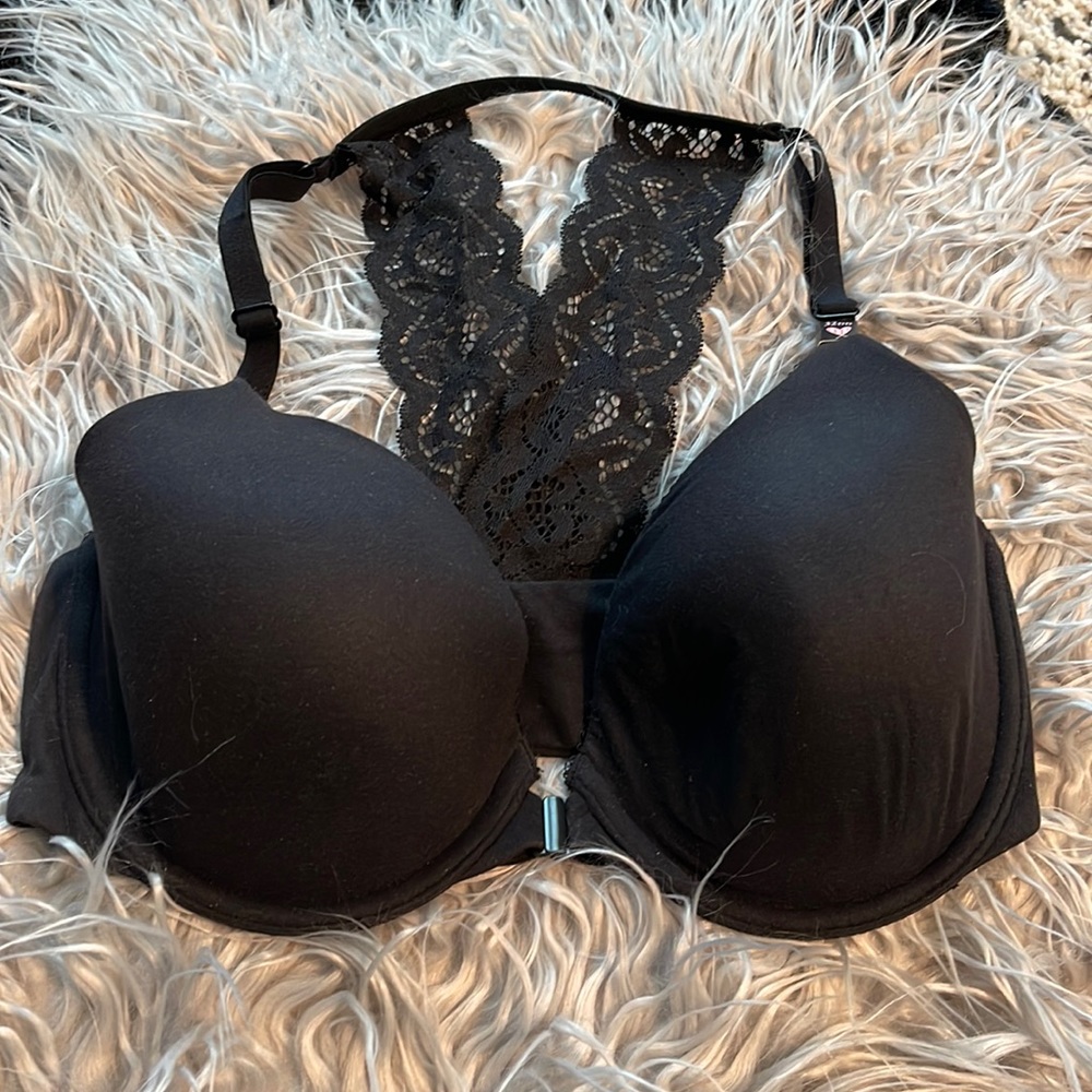 Victoria's secret | black lace racerback push up bra